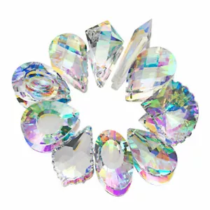 10pcs AB Coating Crystal Chandelier Lamp Lighting Drops Pendants Balls Prisms - Picture 1 of 9