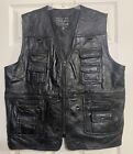 Navarre Leather Co Black Motorcycle Vest Italian Stone Design Sz 3X