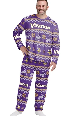 FOCO Men's NFL Minnesota Vikings Primary Team Logo Ugly Pajama Set Cover