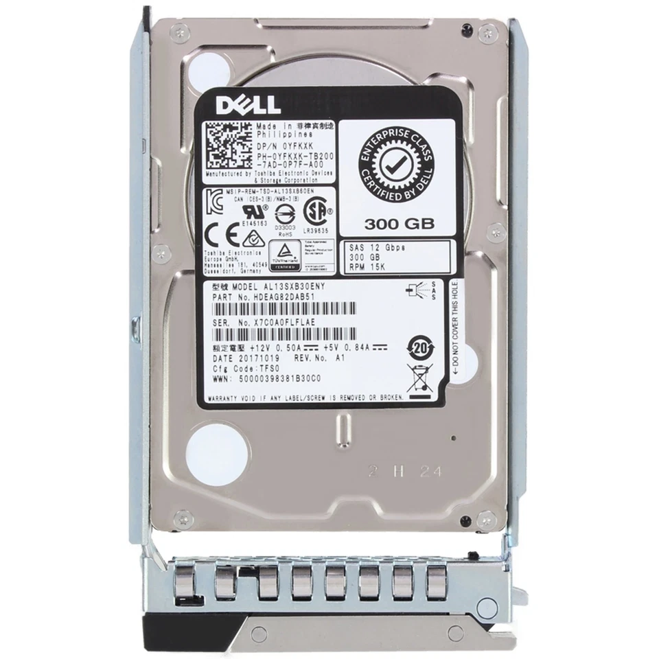 DELL 0YFKXK 300GB SAS 12Gbps 15K 2.5" Hard Drive with tray options