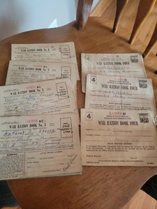 Lot of 7 WWII US WAR RATION BOOKS, same family, many stamps, Wisconsin - Picture 1 of 8