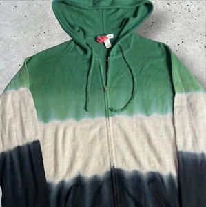 Autumn Cashmere Tie Dye Striped Hoodie Green White Black Size M - Picture 1 of 7