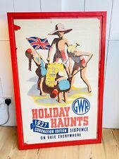 Stunning Original Antique Vintage Travel Advertising Poster 1937 GWR railway