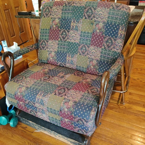 Swan Arm Gooseneck Double Rocking Chair Checkered On Base Cover