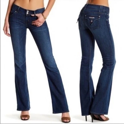 Jeans vintage Hudson con solapa bolsillo tiro bajo Y2K lavado oscuro talla 25 Foto 1 de 4