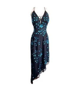 Cache beaded sequin floral halter asymmetrical dress prom silk Y2K vintage fairy - Picture 1 of 14