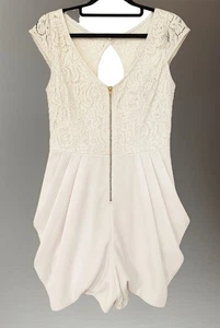 🤍 Emma In The World - White Lace & Pleated Zip Up Playsuit – Size 12 - Picture 1 of 15