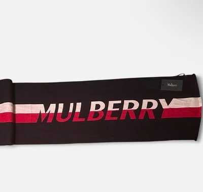 Bufanda tejida a rayas horizontales Mulberry nueva Foto 1 de 4