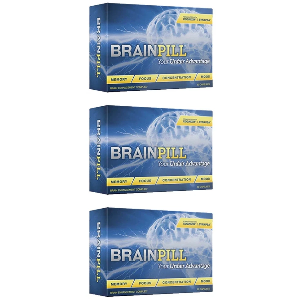 PÍLDORA CEREBRAL (paquete de 3) píldora cerebral Nootrópicos enfoque de memoria más rápido resistencia mental Foto 1 de 4