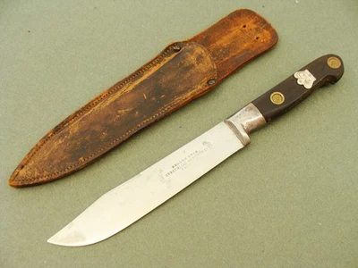 RARO CUCHILLO BOWIE Y CUCHILLOS DE FUNDA HELLER BROS PRUSIA COMERCIO DE CAZA ANTIGUO WWIE EN MUY BUENA CONDICIÓN Foto 1 de 4