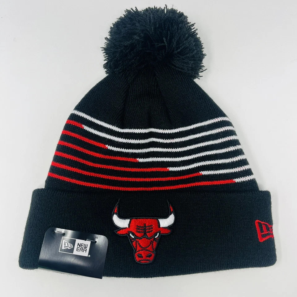 NUEVA ERA Chicago Bulls Logo Pom Puño Gorro Tobogán Tejido Zig Zag Sombrero Gorra Nuevo con Etiquetas Foto 1 de 4