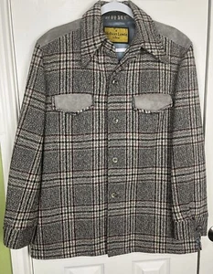 A Robert Lewis Idea 1970 Vintage Herringbone Wool Suede Trim Jacket Men’s  Sz 42 - Picture 1 of 17