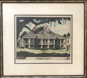 RARE JACK R MILLER PRINT DESTREHAN MANOR HOUSE. NUMBERED & HAND SIGNED - Picture 1 of 6
