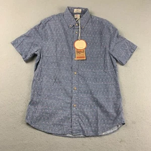 Faherty Shirt Mens Small Blue Breeze Button Up Short Sleeves Paradise Palm NWT - Picture 1 of 11