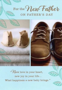 Sweet & Thoughtful FATHER'S DAY Card FOR A NEW FATHER, Baby Shoes by Hallmark +✉ - Picture 1 of 5