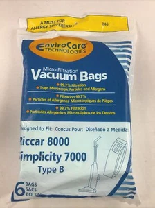6 Type B Upright Vacuum Bags Fit Riccar 7000 8000 Simplicity 7 Series - Picture 1 of 5