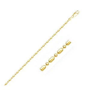 14k Yellow Gold Diamond-Cut Alternating Bead Chain 1.5mm Fine Jewelry - Picture 1 of 4