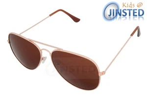 Gafas de sol para niños con lentes marrones con marco dorado marco piloto UV400 niños gafas de sol KA009 - Imagen 1 de 3