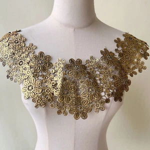 Flor Collar Adorno Guipure Tela Aplique para Atuendo Vestido - Imagen 1 de 28