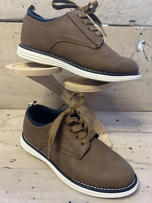 Cat & Jack Big Boys Sz 1  Youth Shoes Brown Dress Lace Up     (L) - Image 1 of 4