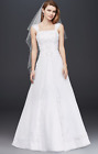 UK20/22 US18W David's Bridal a line chiffon split front overlay wedding dress