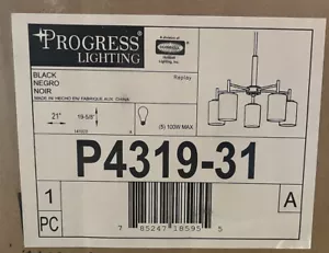 Progress Lighting P4319-31 Replay 5-Light Chandelier 21” Light Fixture Black New - Picture 1 of 6
