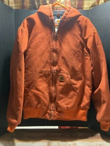 Vintage Carhartt J130 806 Rust Orange Hooded Coat Size M Pre-Owned - Picture 1 of 24