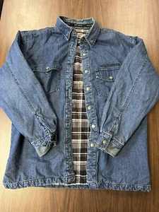 Men's Large Harley Davidson Jean Jacket Logo Embroidered Denim Motorcycle - Picture 1 of 8