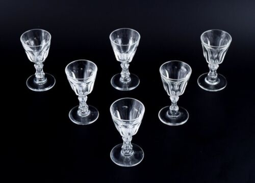 Holmegaard, Denmark. set of six faceted cut "Paul" schnapps glasses. 1930s/1940s