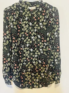 Time And True Top Women’s Polyester Collared Floral Flowing Boho Colorful Blouse - Picture 1 of 6