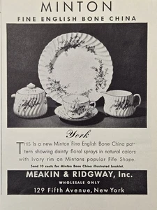 Anuncio impreso en aerosoles florales Minton fino inglés hueso China York 1942 - Imagen 1 de 4