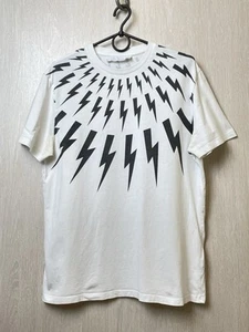 Camiseta Neil Barrett Para Hombres Meidum Blanca Rayo Rayo Calce Ajustado Manga Corta - Imagen 1 de 10