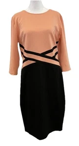 Dress Black Pink XL 3/4 Sleeve Stretch Travel Workwear Career - Picture 1 of 9