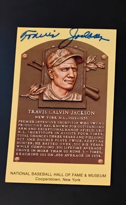 Travis Jackson Gold Hall of Fame Autographed Postcard (see scan) - Image 1 of 2