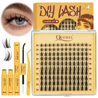 QUEWEL Manga-Lashes 120STK Cluster-Lashes Set, Mix10–18Mm DIY Wimpern-Extensions