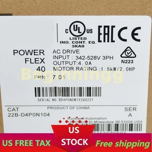 New Sealed Allen-Bradley 22B-D4P0N104 PowerFlex 1.5 kW 2 HP AC Drive AB - Picture 1 of 1