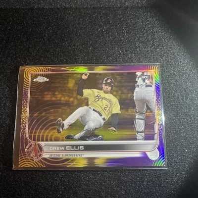 2022 Topps Chrome Drew Ellis #77 Purple Yellow Refractor Rookie #'d /299  - Image 1 of 3
