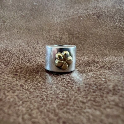 Pandora 925 Sterling Silver & 14k Two Tone Flower Clip Charms 790140 - Image 1 of 4