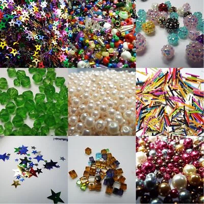 Mixed Sequin & Beads Packs Silver Red White Pearl Seed Cube Mix BUY 20g 40g 524 - Image 1 of 4