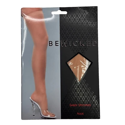 BE WICKED Bandas-Top Muslo-Alto Transparente MEDIAS Nylon Desnudo OS Paquete Sellado Foto 1 de 4