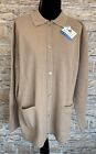 Woolovers Oxford Collar Cardigan Beige Brown Pure Lambswool Extra Large 20-22