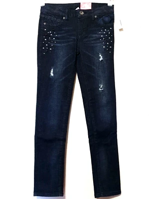 Pantalones de mezclilla para niña Total Girl bordados talla 12 corte bota lentejuelas azul oscuro nuevos con etiquetas Foto 1 de 4