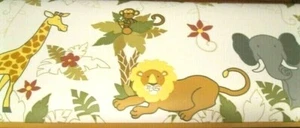 Sahara Safari Animals Wallpaper Border 52144 browns Elephant Zebra Giraffe Lion  - Picture 1 of 1