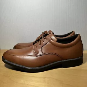 Men Sz 8.5 - Rockport Dress Sports Vibram Sole Brown Leather Shoes Water Proof - Picture 1 of 11
