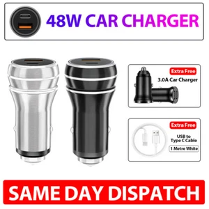 Car Charger 2 Port USB + TYPE C Universal Socket Adapter For iphone Samsung UK - Picture 1 of 10