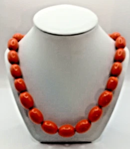 Bright Orange Beaded Vintage Necklace - Picture 1 of 4