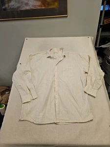 MICHAEL KORS Mens Tall 18 1/2 36-37 Pinstripe Yellow Blue Button Up Dress Shirt  - Picture 1 of 6