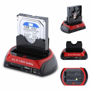 HDD Docking Station Dual 2.5" 3.5" SATA IDE Hard Disk Drive Dock OTB Card Reader - Photo 1/1