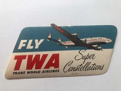 Etiqueta de bagagem/bagagem vintage Fly TWA Super Constellation - Imagem 1 de 2