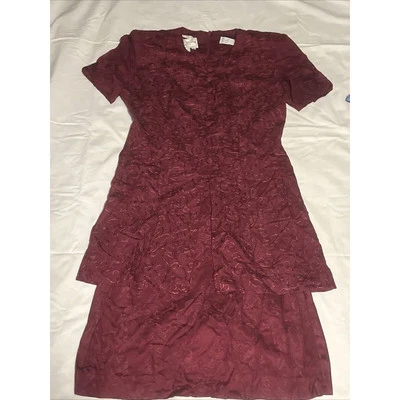 De Colección Karin Stevens Petite Mujer Rojo Vestido Falda Talla 4 Espalda Cremallera Almohadillas para los Hombros Foto 1 de 4